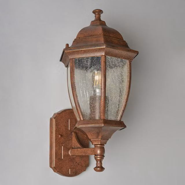 Litecraft Deonte Vintage Bronze Outdoor Wall Lantern with Seeded Glass