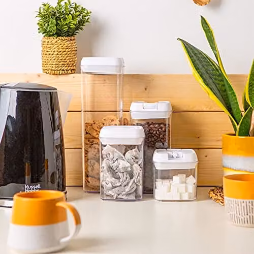 Argon Tableware 7 Piece Airtight Plastic Food Storage Container Set with Flip Lock Lids in White – 3