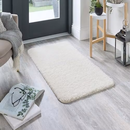 My Mat Ivory Non-slip Washable Rectangular Shaggy Rug W: 60 cm, D: 100 cm – 2