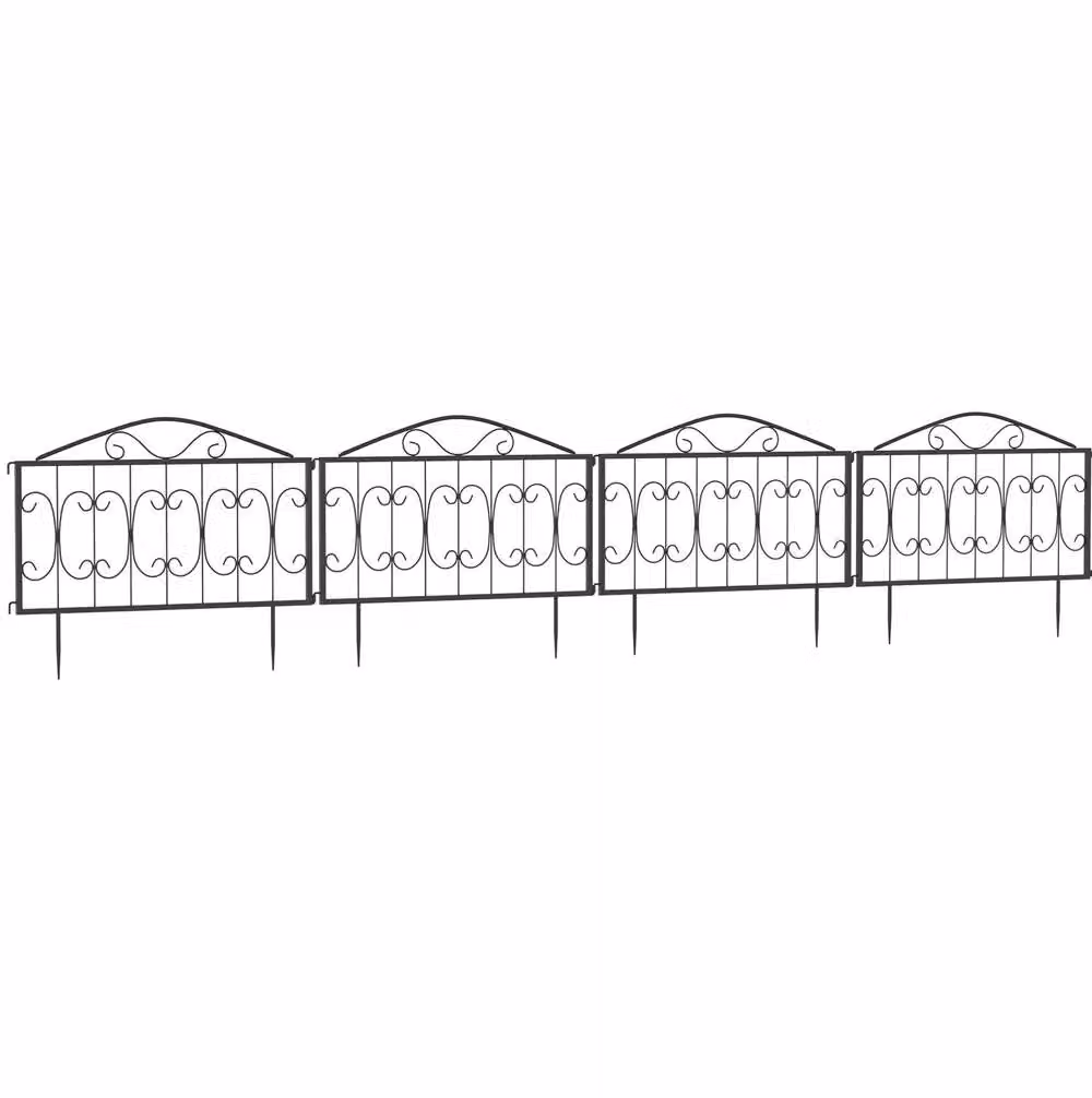 STILVORA Set of 4 Interlocking Black Metal Geometric Garden Fence Panels – 3