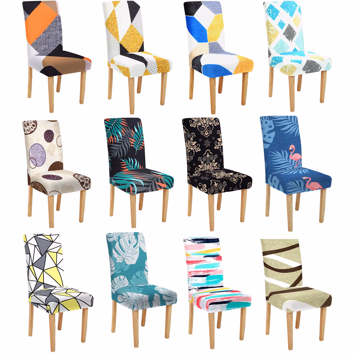 Roseley Blue Stretch Elastic Dining Chair Covers, Pack of 6 – 2