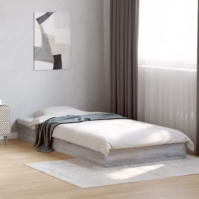 Berkfield Home Small Single Bed Frame in Grey Sonoma, Engineered Wood, W/D/H: 75 x 190 cm – 1