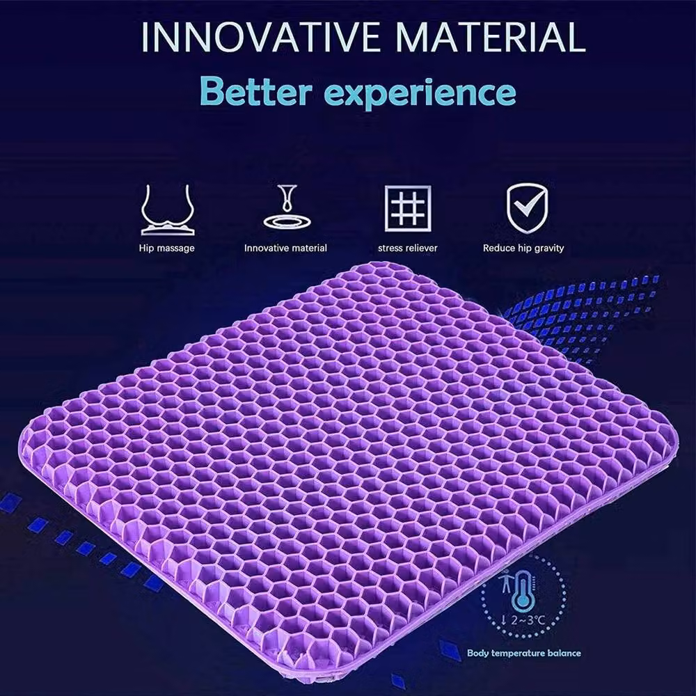 NESTLUNE Cooling Honeycomb Breathable Gel Seat Cushion, Purple, W: 100 cm x D: 100 cm x H: 1 cm – 3