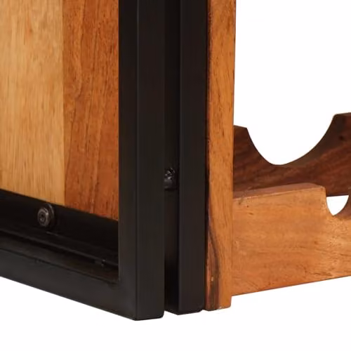 vidaXL Industrial Wall-Mounted Wine Rack in Brown Solid Acacia Wood and Metal, W/D/H: 80 x 45 x 33 cm – 3