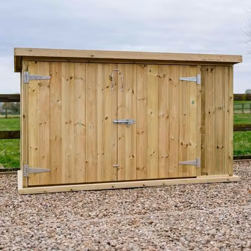 Garden Village Chipping Large Wooden Bike and Bin Store in Brown with Pent Roof