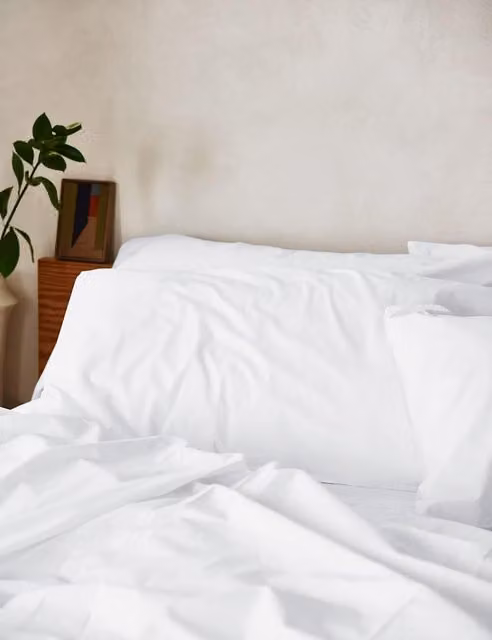 Piglet In Bed Pure Cotton Percale Pillowcase Set in White