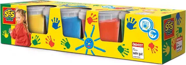 SES Creative Washable Fingerpaint in 4 Multicolour Shades, 145ml per Bottle