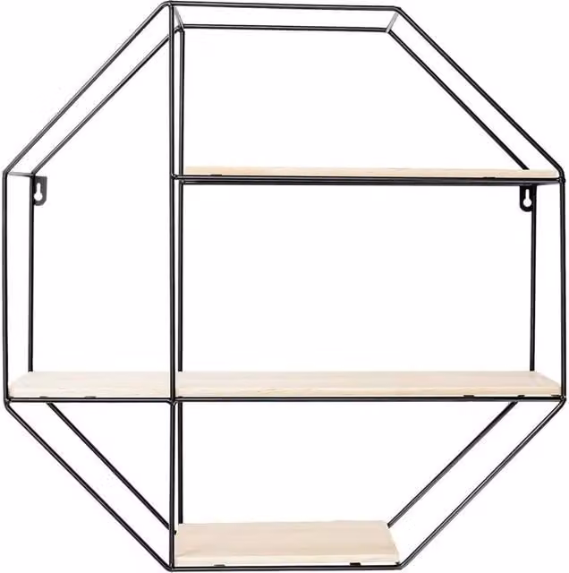 KORVIXA Modern Black Metal and Composite Wall Mounted Floating Storage Shelves W: 100 cm – 1