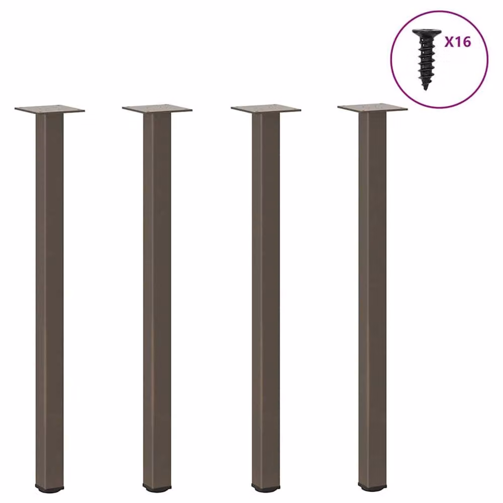 Berkfield Home Steel Coffee Table Legs, 4 Pieces, Brown, Height: 72 cm – 2