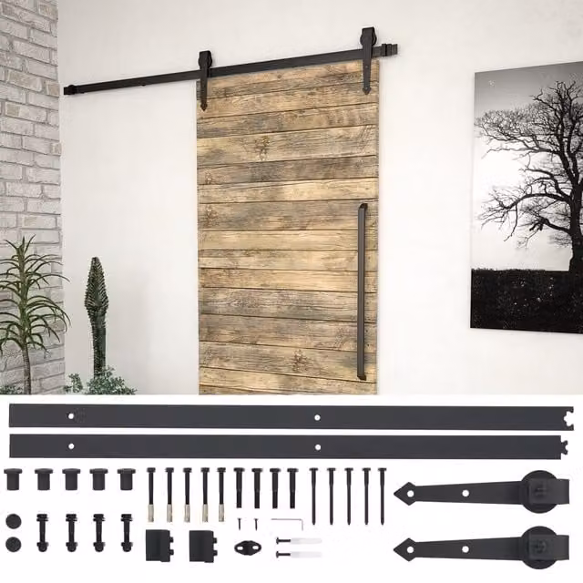 Berkfield Home Sliding Door Hardware Kit, Black Steel – 1