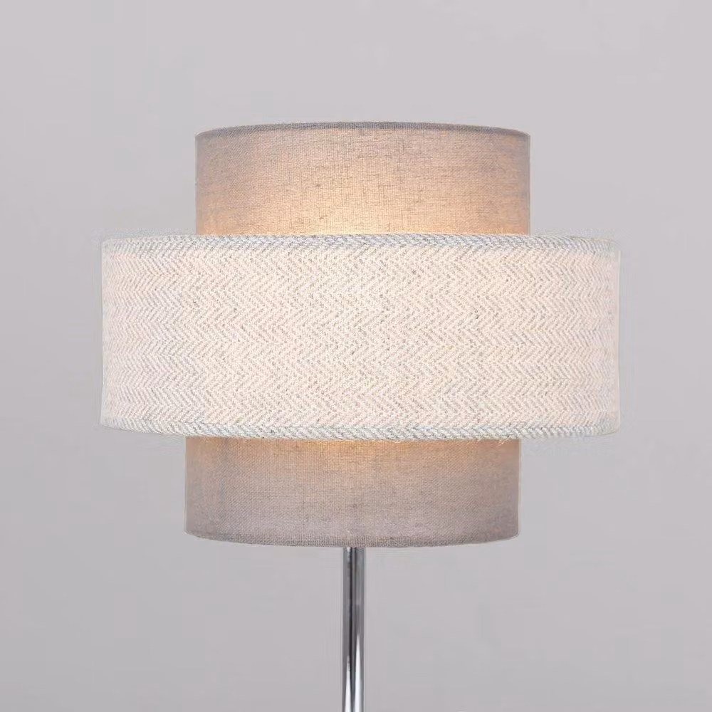 ValueLights MiniSun Set of 2 Modern Chrome Touch Table Lamps with Grey Fabric Shades – 3