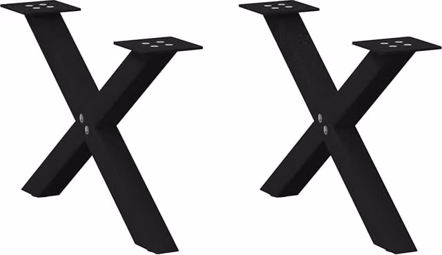 Berkfield Home X-Shaped Coffee Table Legs, 2 Piece Set, Black Steel, H: 60 cm, W: 31 cm