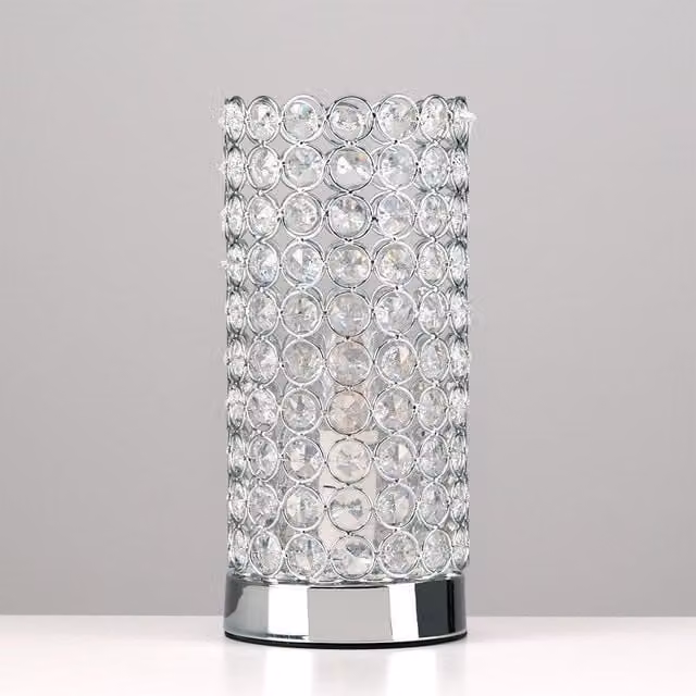 ValueLights MiniSun Modern Polished Chrome and Clear Acrylic Cylinder Touch Dimmable Table Lamp