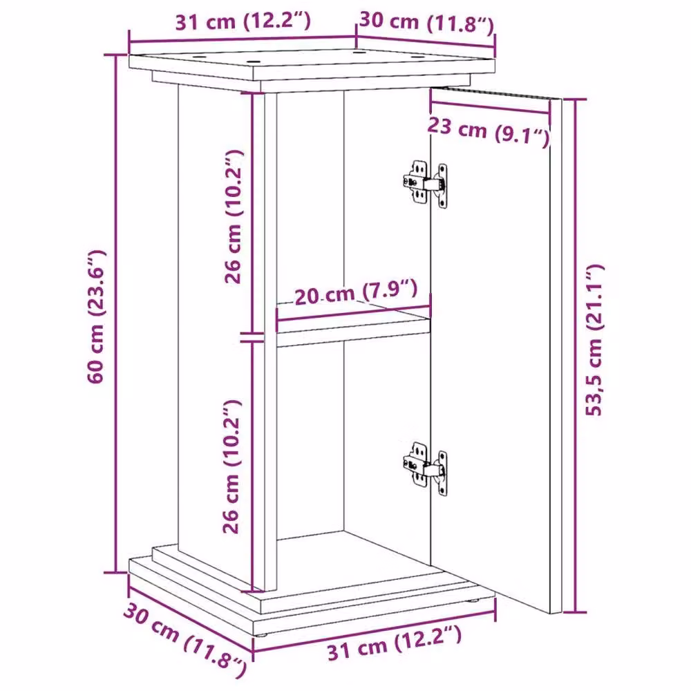 Kelvenix Sonoma Display Stand Storage in Grey, W/D/H: 31 x 30 x 60 cm – 2