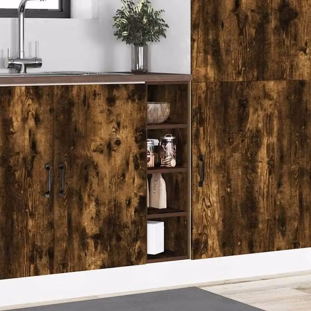 Berkfield Home Smoked Oak Kitchen Base Unit in Brown, W/D/H: 20 x 44.5 x 81.5 cm
