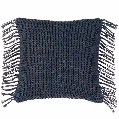 Riva Home Dusk Blue Knitted Cotton Square Cushion, W/D/H: 45 x 45 x 45 cm – 1