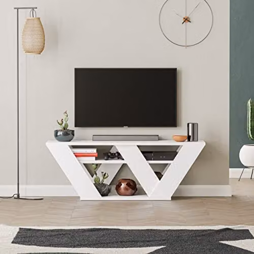 HOCUS PICUS Modern White TV Unit for up to 42 Inch TVs, W/D/H: 110 x 30 x 40 cm – 1