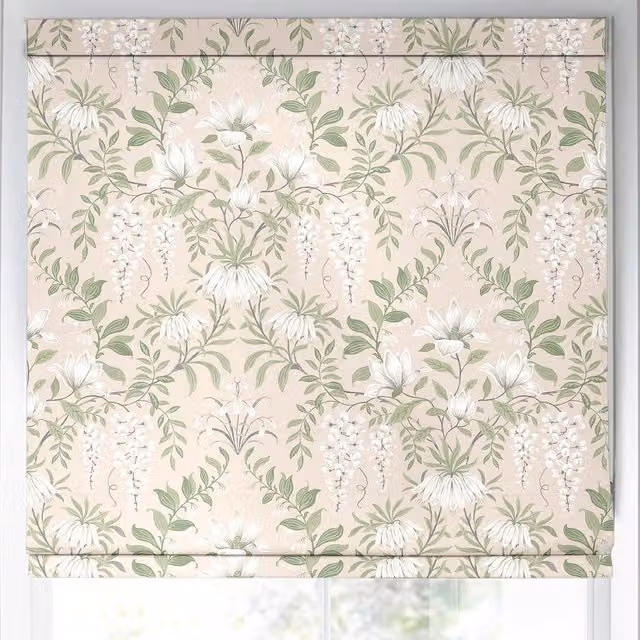 Laura Ashley Parterre Made to Measure Blackout Roman Blind in Blush Pink Floral Design
