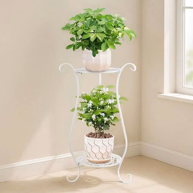 Kelvenix Matt White Metal Scandinavian Plant Stand with Round Holder – 1