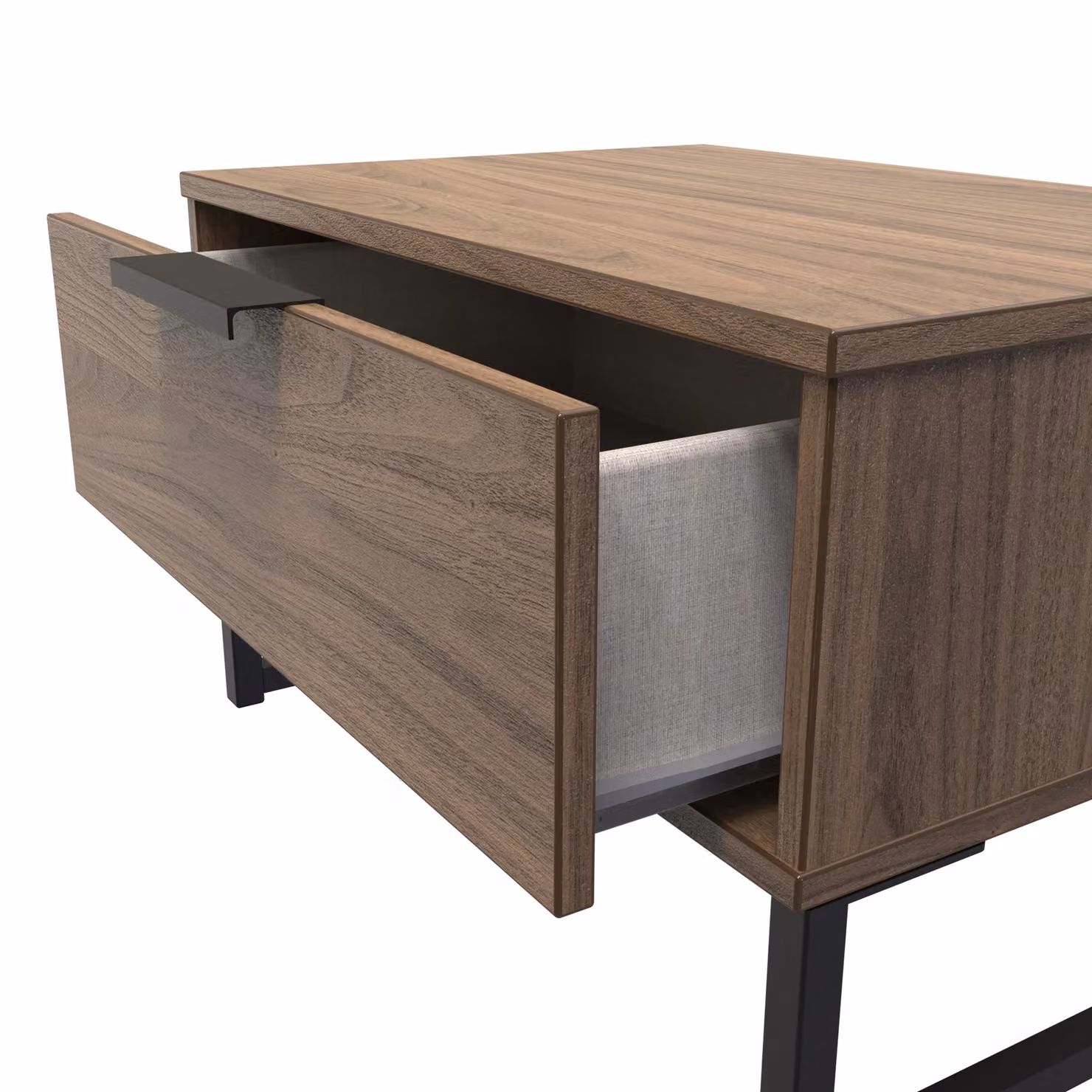 Ready Assembled 2 U Fuji 1 Drawer Wide Side Table in Walnut Brown – 3