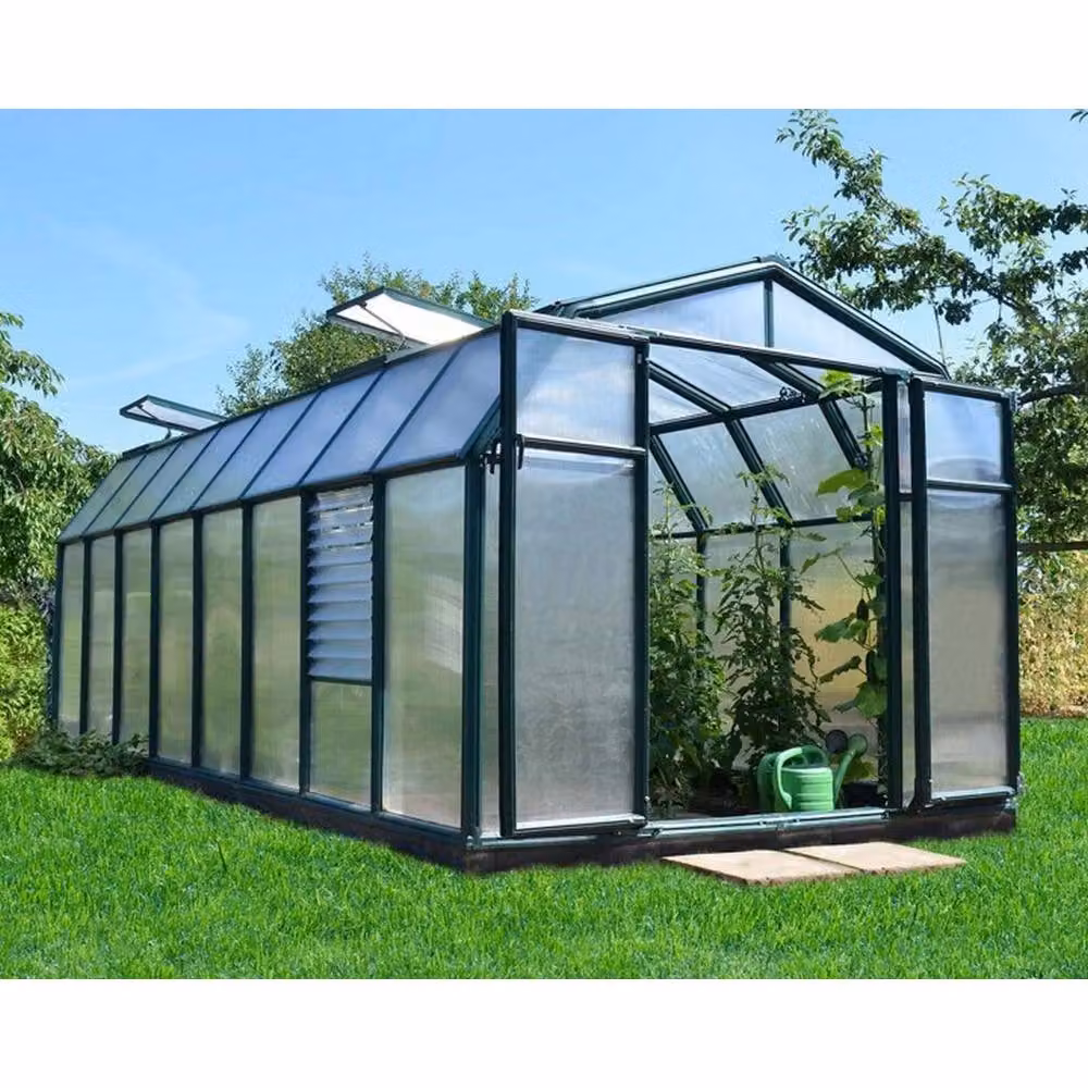 Palram Hobby Gardener Greenhouse in Green with Polycarbonate Panels, W: 266 cm, D: 516 cm, H: 208 cm – 2