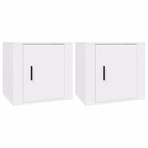 vidaXL Set of 2 White Modern Bedside Cabinets W: 50 cm, D: 39 cm, H: 47 cm