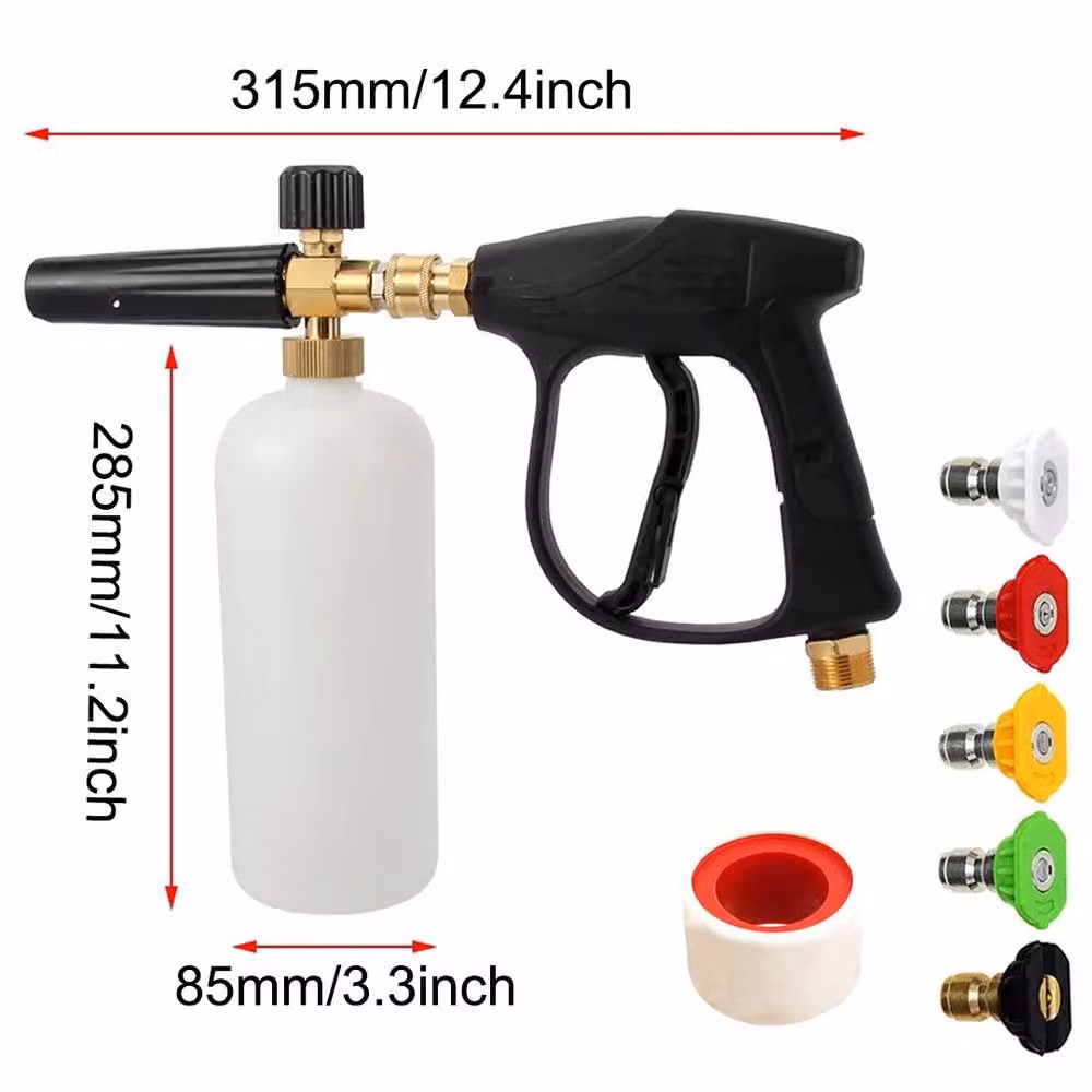 Ventryn 1/4" Quick Release Snow Foam Lance 1L Soap Cannon Pressure Washer in White and Transparent – 2