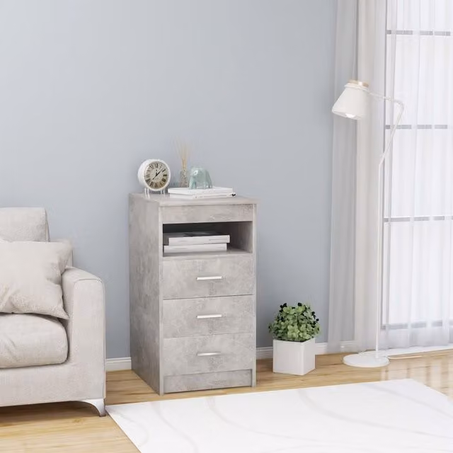 Berkfield Home Drawer Cabinet in Concrete Grey, W/D/H: 40 x 50 x 76 cm