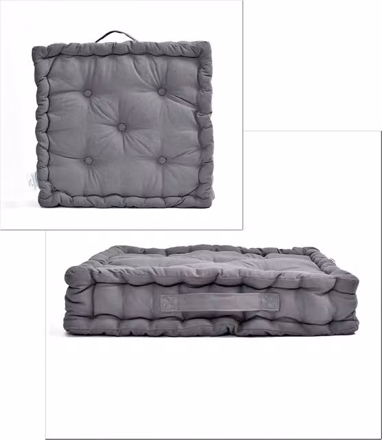 R&G Grey Cotton Square Booster Cushions for Adults