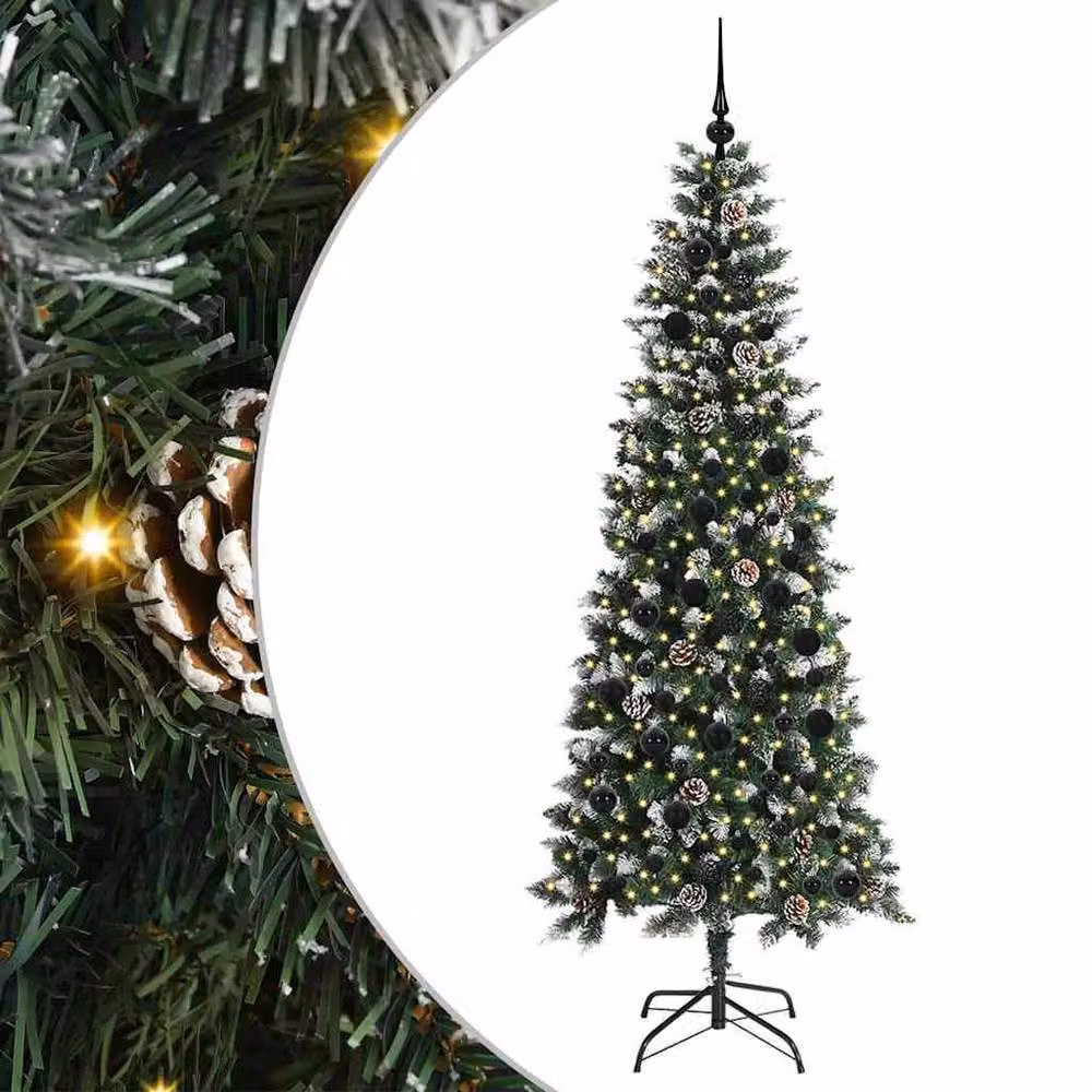 Berkfield Home Artificial Christmas Tree with 300 LEDs, Green, W/D/H: 86 x 86 x 210 cm – 2