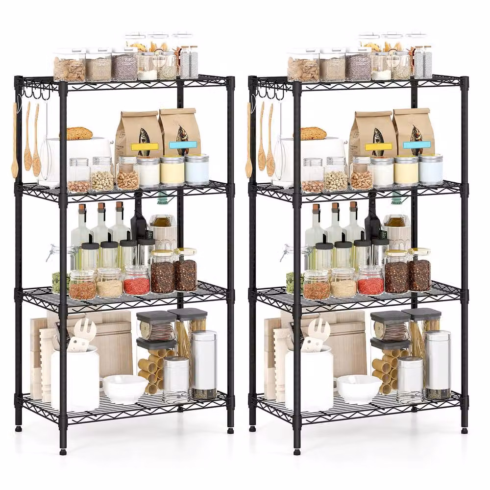 Costway 4-Tier Adjustable Metal Wire Shelving Unit in Black – 2