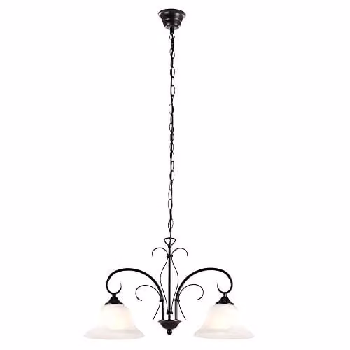Netlighting Aries Multi Arm Pendant Ceiling Light with Brown Glass Shades and Chrome Metal Finish, 2x E27