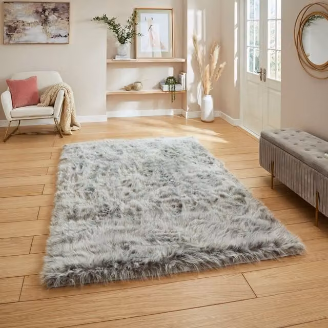The Rug Shop UK Plain Grey Shaggy Rug, W: 160 cm, D: 230 cm, 80 mm Thick – 1