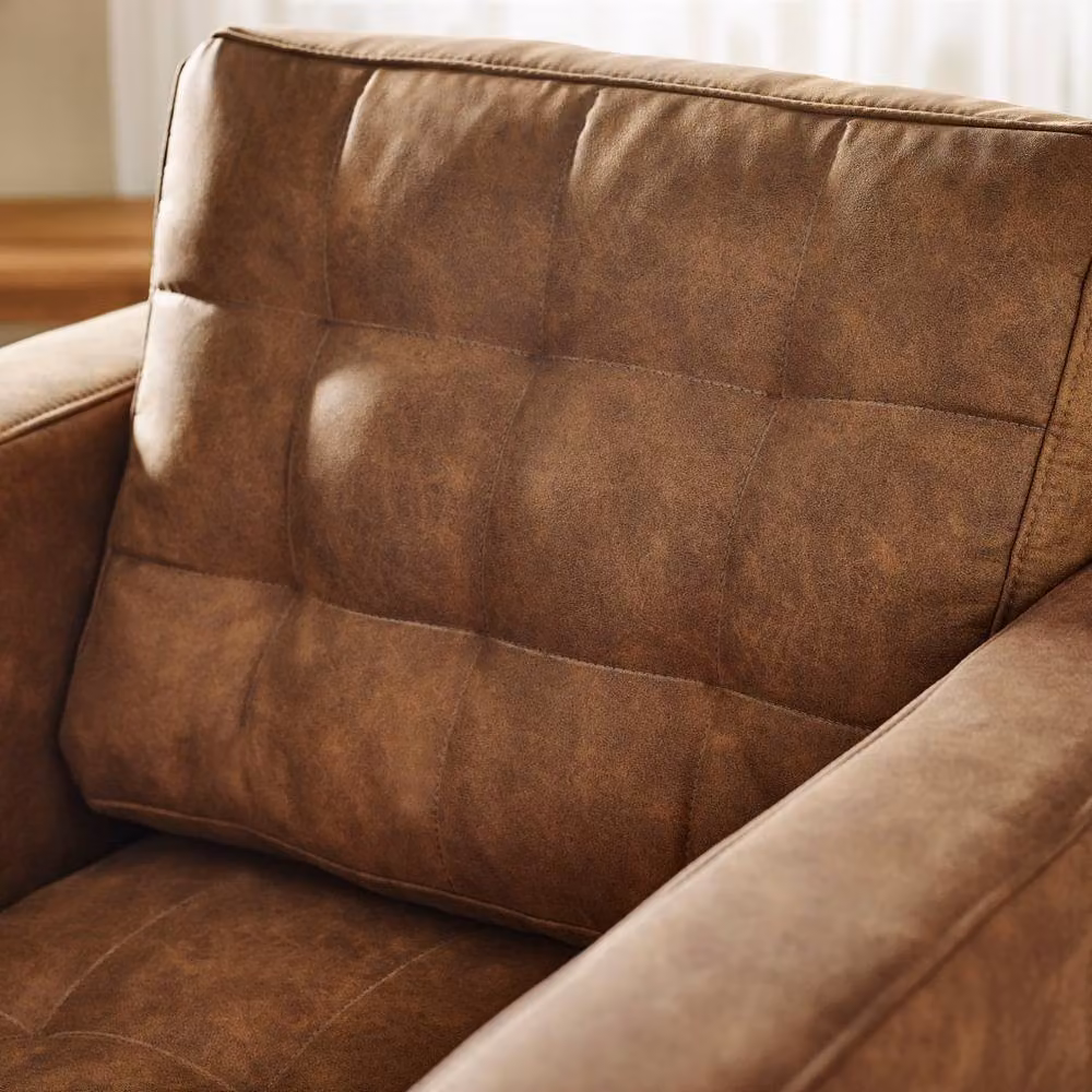 FurnitureboxUK Jade Modern Faux Leather Armchair with Solid Wood Frame in Tan – 4