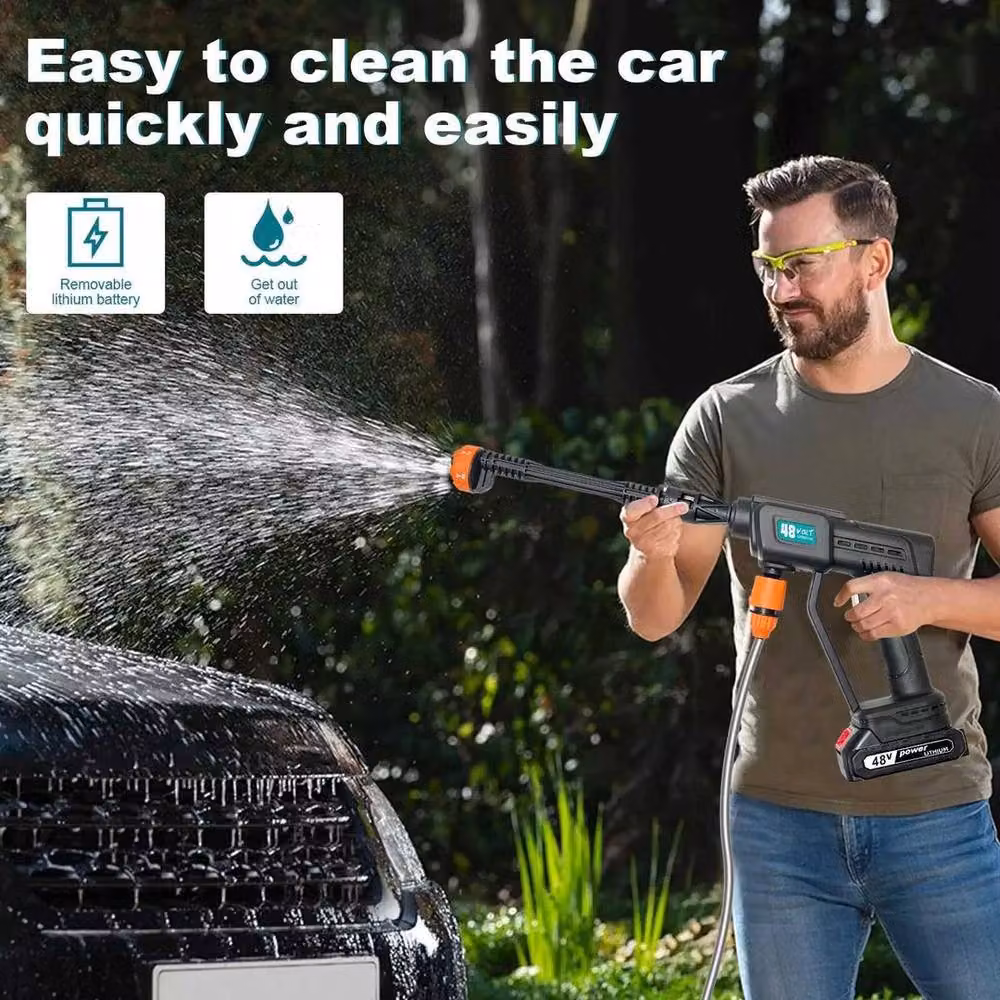 FLAVORA 48V High Pressure Cordless Washer Spare Rechargeable Battery in Grey, 2 x 100g – 5