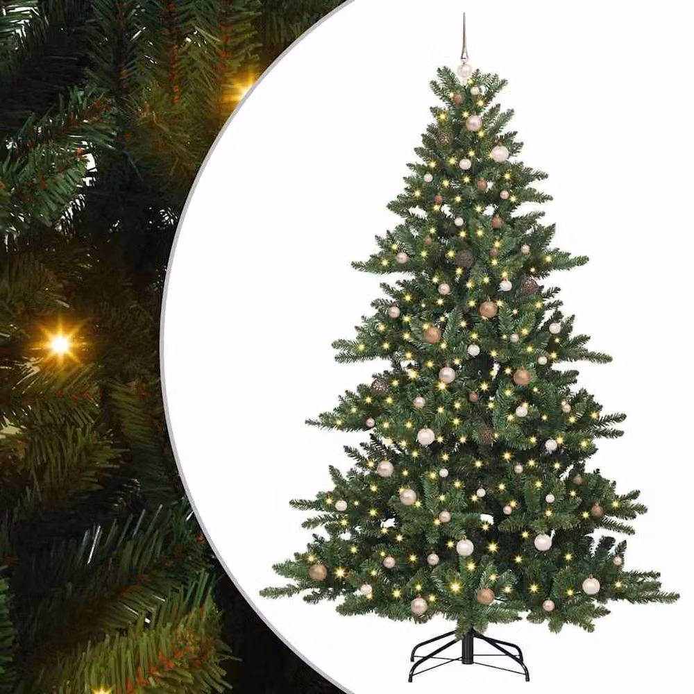 Berkfield Home Artificial Hinged Green Christmas Tree with 300 LEDs, Height: 240 cm – 2