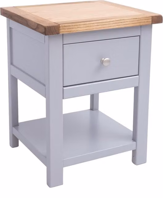 Mirano 1 Drawer Bedside Cabinet with Shelf in Grey and Chrome by Cabinet Bits