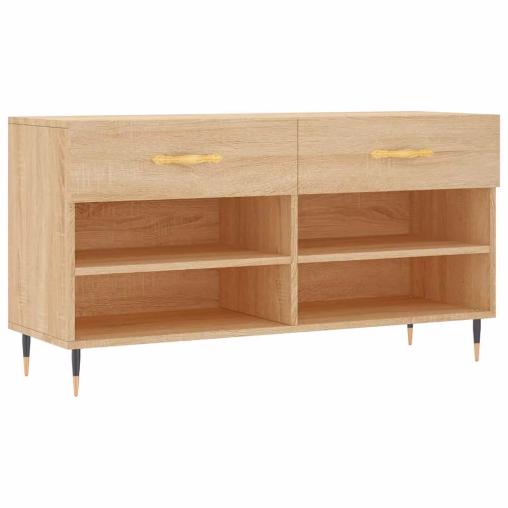 Berkfield Home Sonoma Oak Shoe Bench in Light Tan, W/D/H: 102 x 35 x 55 cm – 3