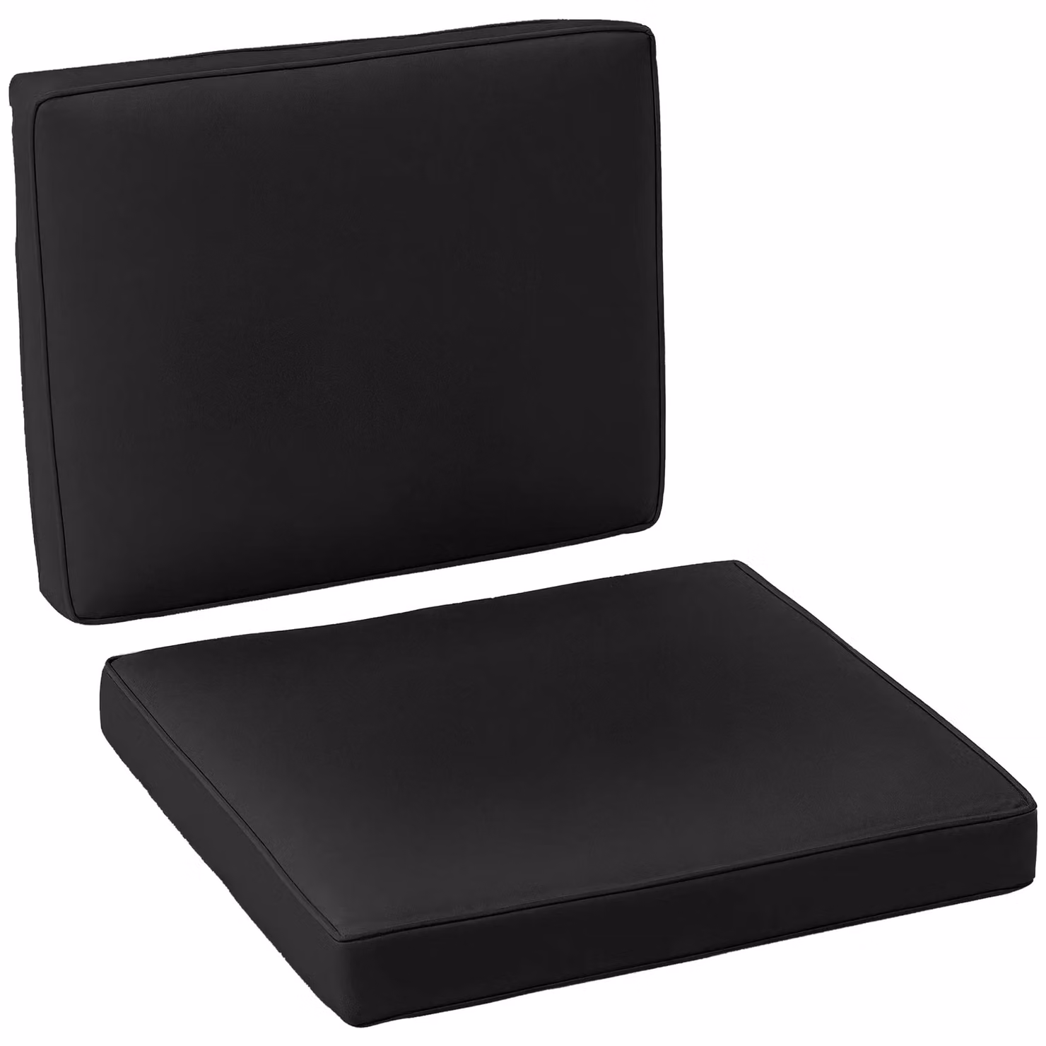Outsunny 2 Piece Rattan Sofa Chair Cushion Set in Black with Removable Washable Polyester Covers – 2