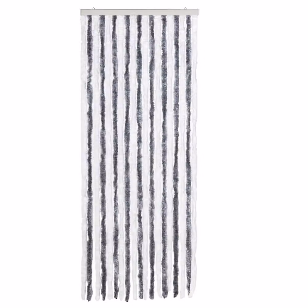 Berkfield Home Grey and White Chenille Insect Curtain, W: 56 cm, H: 200 cm – 2