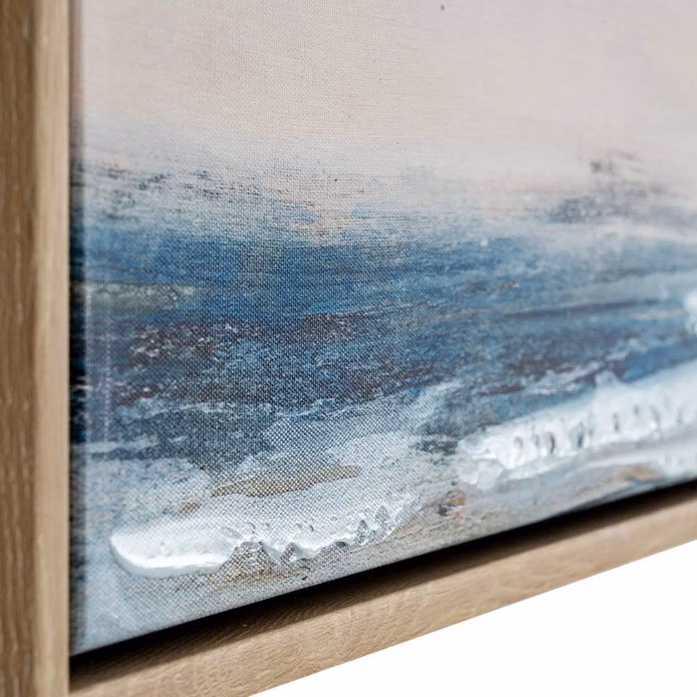 Lemon Pavilion Ondra Hand Painted Abstract Canvas in Wood Frame, Multicolour, W: 150 cm, H: 50 cm, D: 3 cm – 2
