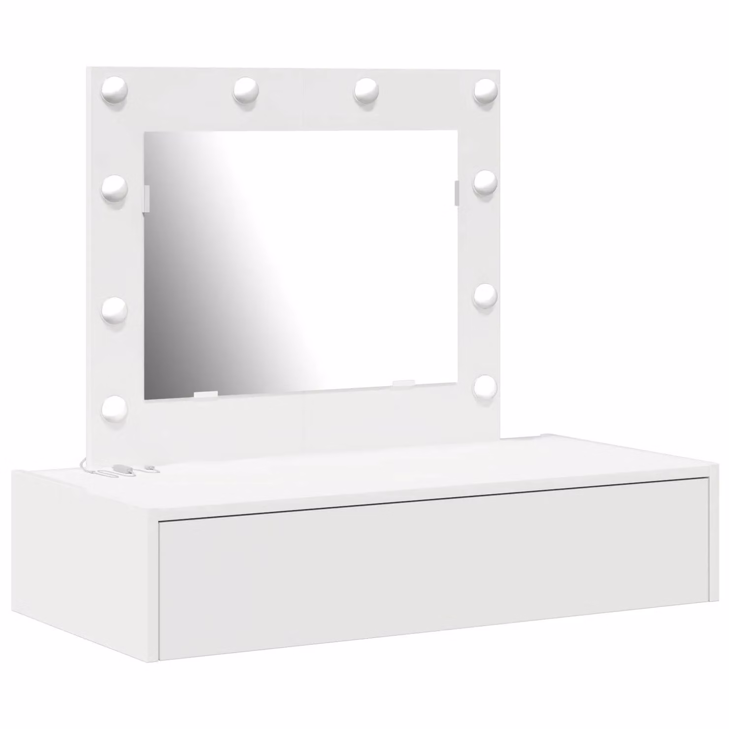 Berkfield Home Wall Hanging Dressing Table with Hollywood LED Lights, White, W/D/H: 83 x 40 x 70 cm – 2