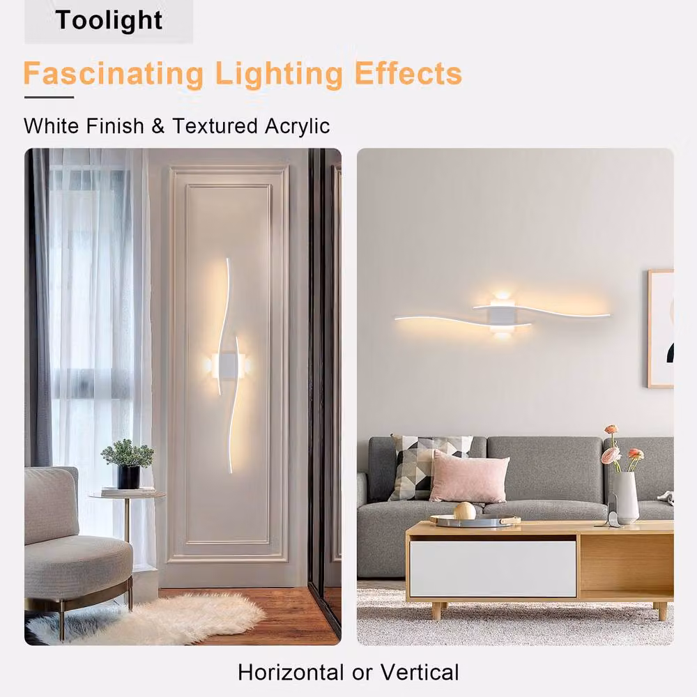 Pheashine White Wave Shaped LED Wall Sconce, 27W 3000K Warm White, W: 89 cm, H: 14 cm, D: 5.5 cm – 2
