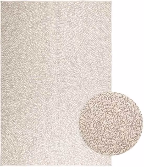 Berkfield Home ZIZUR Rug in Beige Jute Look for Indoor and Outdoor Use, W: 160 cm, D: 230 cm