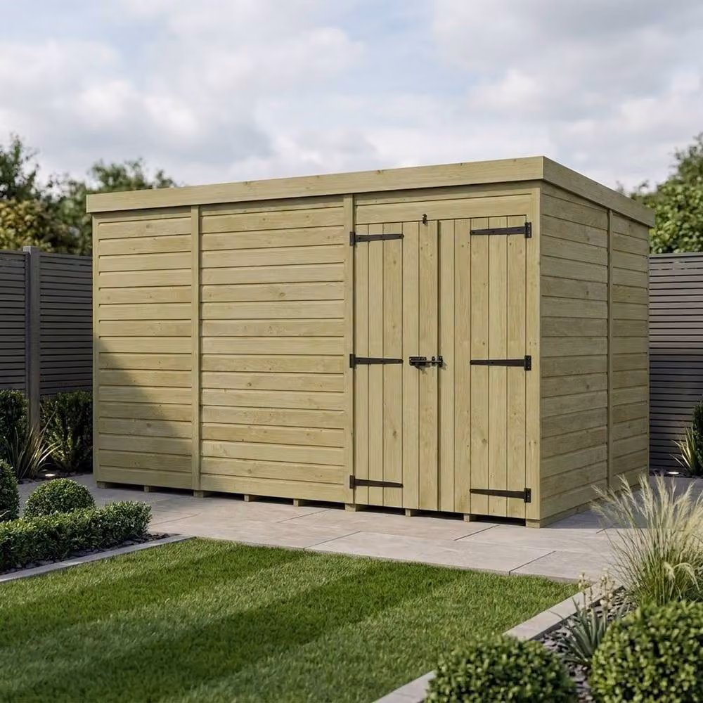 Buttercup Farm Brown Timber Pent Garden Shed with Double Doors – 2