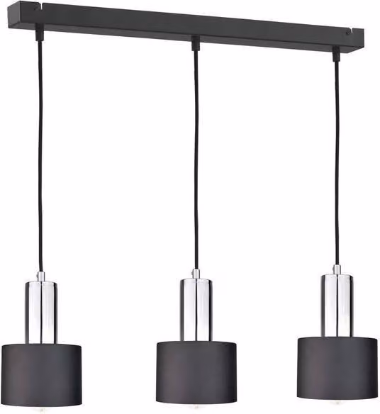 Netlighting Luce Bar Pendant Ceiling Light in Black and Silver, 60 cm, 3x E27