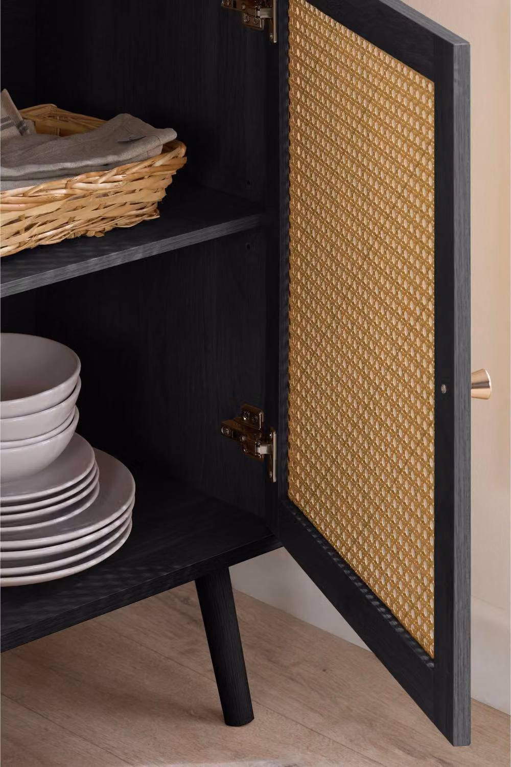Birlea Croxley Modern Black Rattan 2 Door 3 Drawer Sideboard – 3