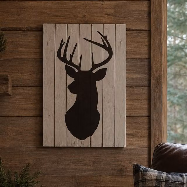 Orsina Abstract Stag Silhouette Wall Plaque in Brown and Black