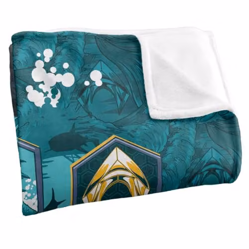 Warner Bros. Aquaman and the Lost Kingdom Seahorse Splash Super Soft Fleece Throw Blanket, Blue/Multicolour, W/D/H: 91 x 147 cm – 2