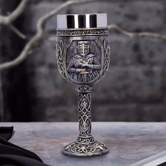 Nemesis Now Armoured Goblet in Gold and Silver Stainless Steel, Height: 19 cm